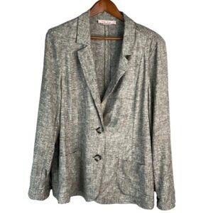 In Every Story Linen Blend Blazer Grey Mix 2 Button Single Breasted Size 18